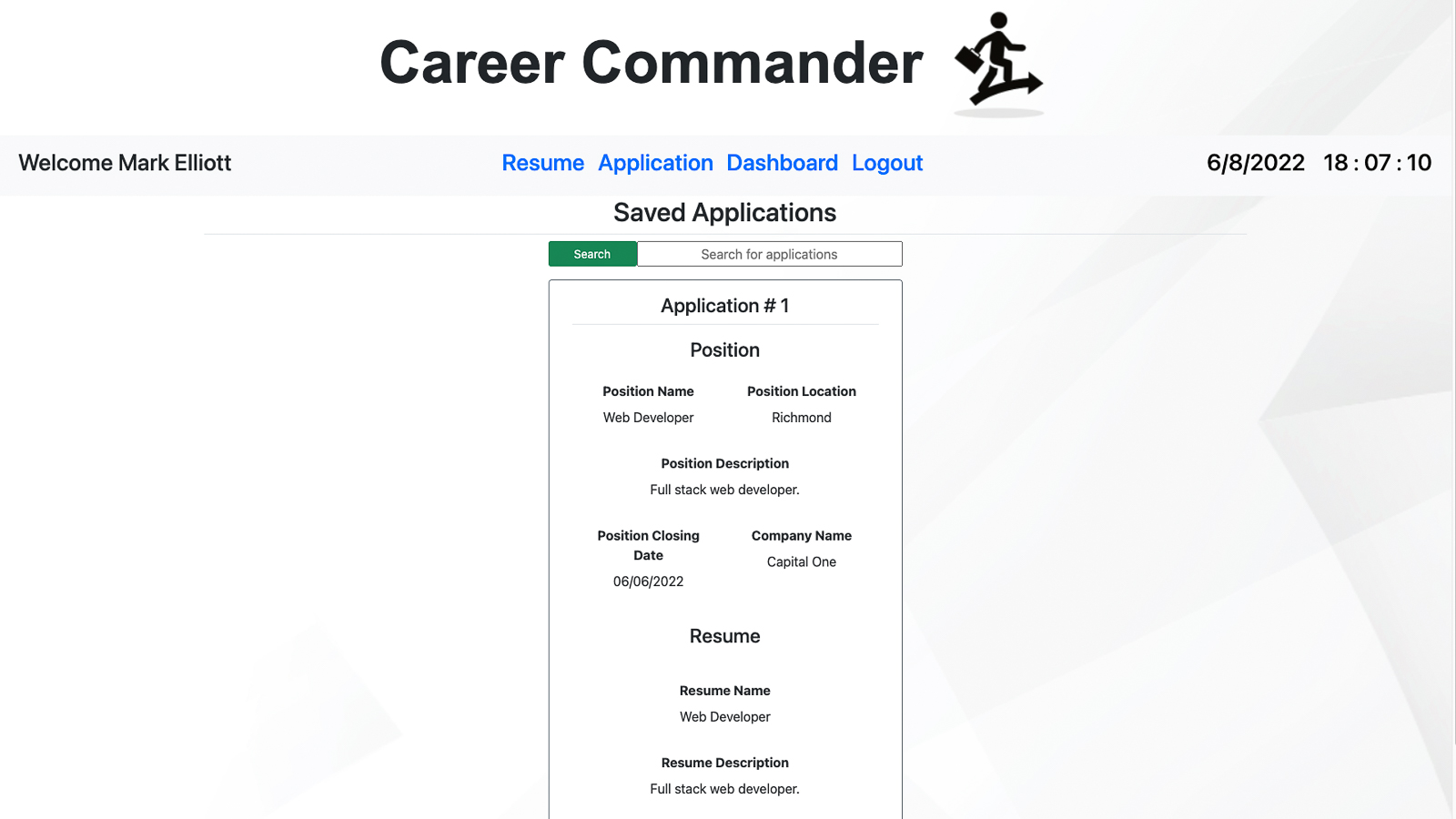 screenshot of Career Commander 1.0