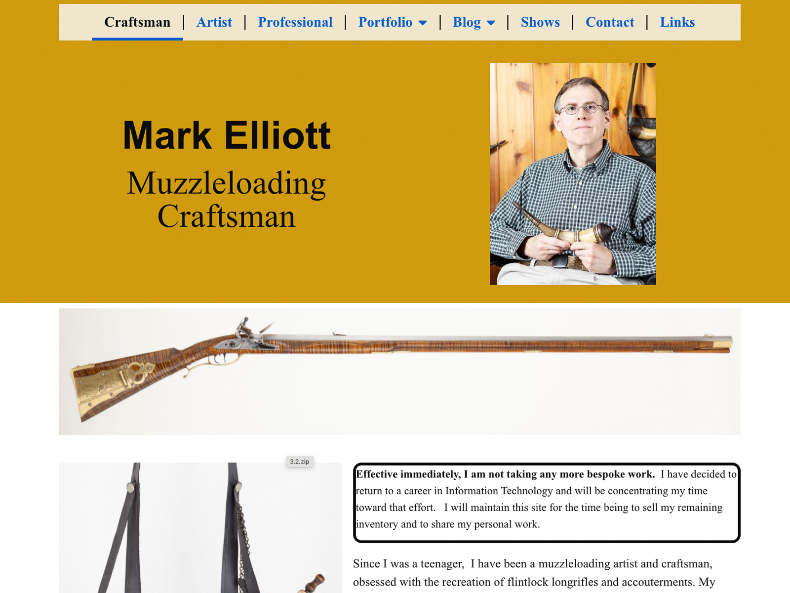 screenshot of website for Mark Elliott